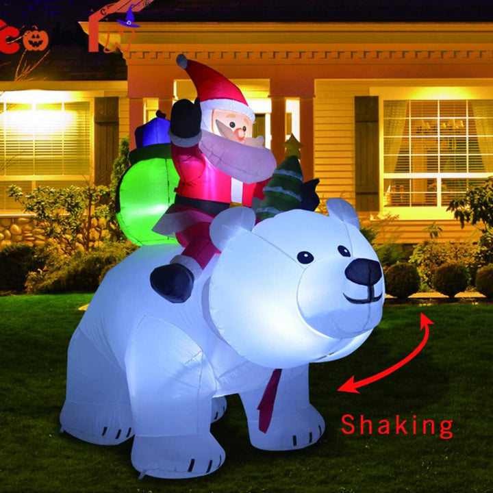 Inflatable Santa Claus Riding Polar Bear