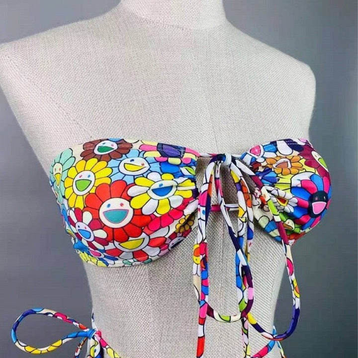 Bikini Con Estampado De Girasol Para Mujer