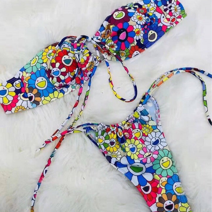 Bikini Con Estampado De Girasol Para Mujer