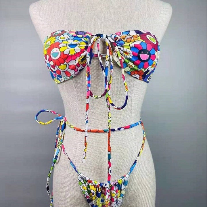 Bikini Con Estampado De Girasol Para Mujer