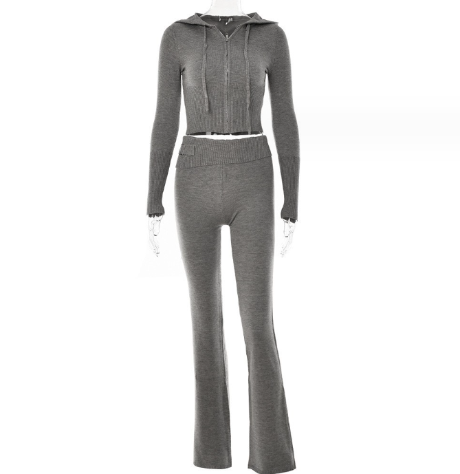 Sweater And High Waist Long Pants Set