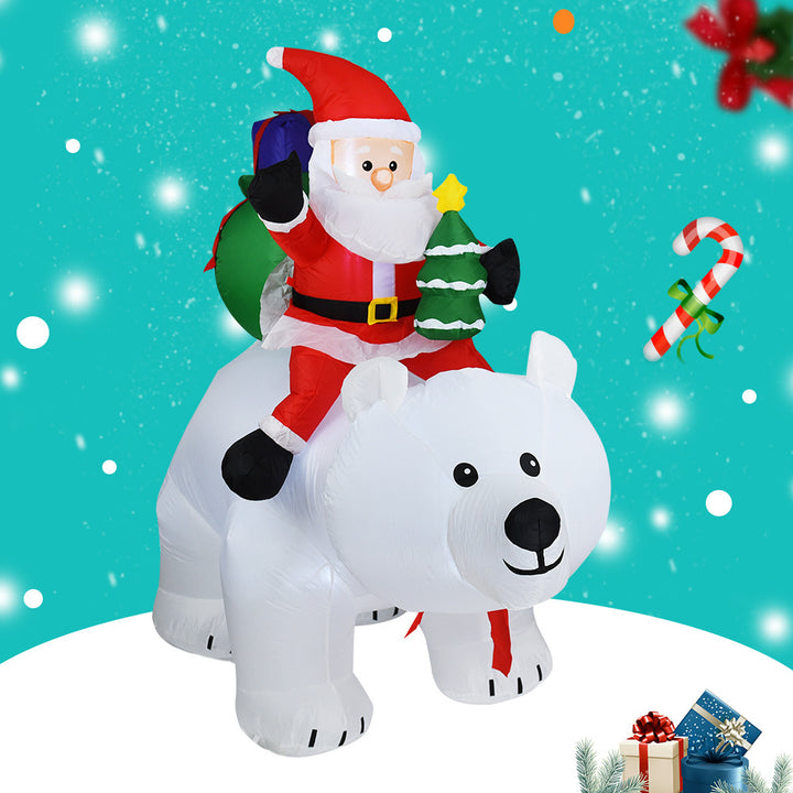 Inflatable Santa Claus Riding Polar Bear