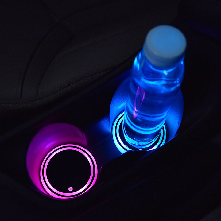 Colorful Cup Holder LED Light-up Coaster Solar & USB Charging Non-slip Coaster