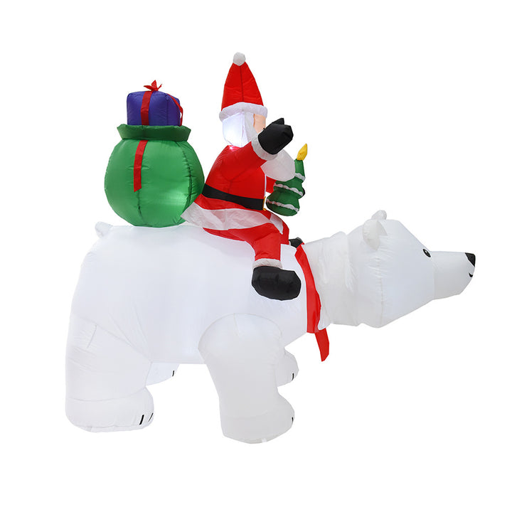 Inflatable Santa Claus Riding Polar Bear