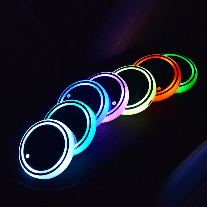 Colorful Cup Holder LED Light-up Coaster Solar & USB Charging Non-slip Coaster